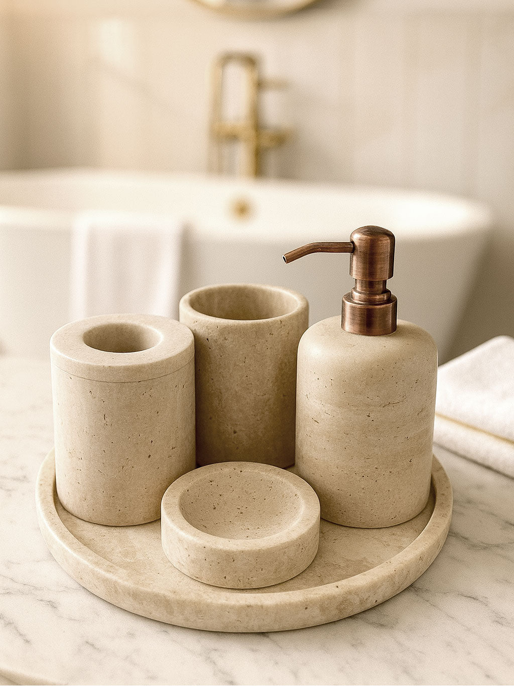 Natural Travertine Bathroom Set