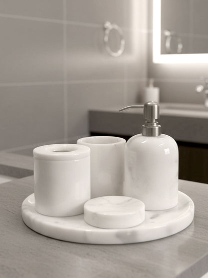 Afyon Pearl Marble Bathroom Set