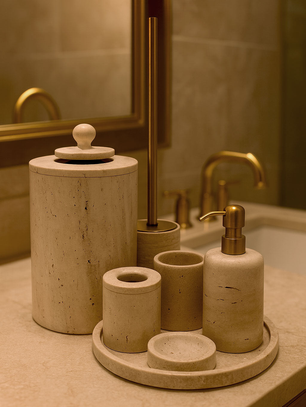 Natural Travertine Bathroom Set
