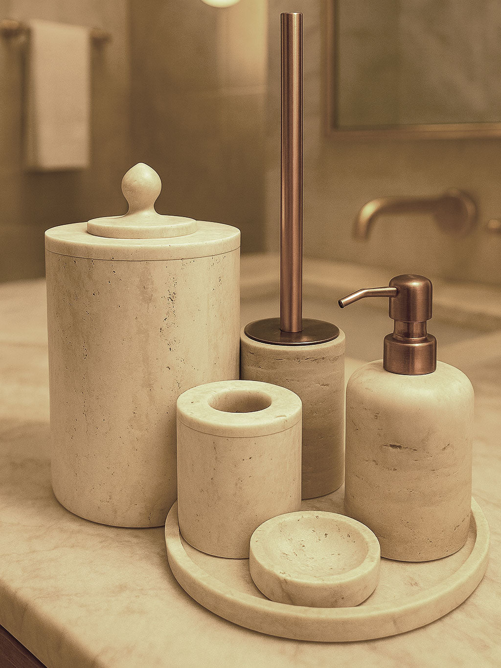 Natural Travertine Bathroom Set