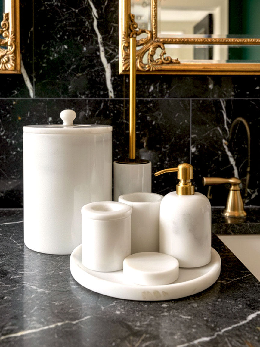 Afyon Pearl Marble Bathroom Set