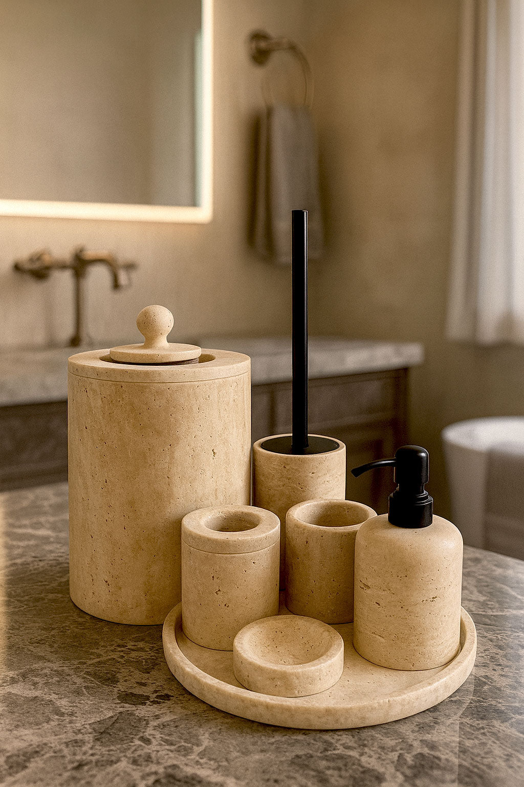 Natural Travertine Bathroom Set