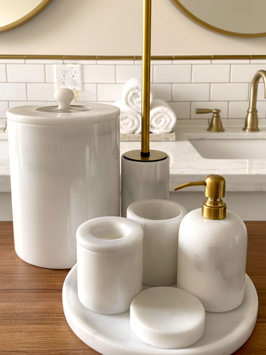 Afyon Pearl Marble Bathroom Set