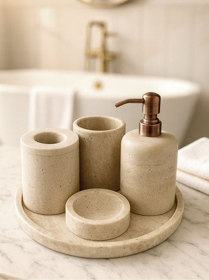 Natural Travertine Bathroom Set