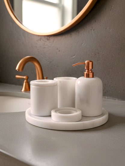 Afyon Pearl Marble Bathroom Set