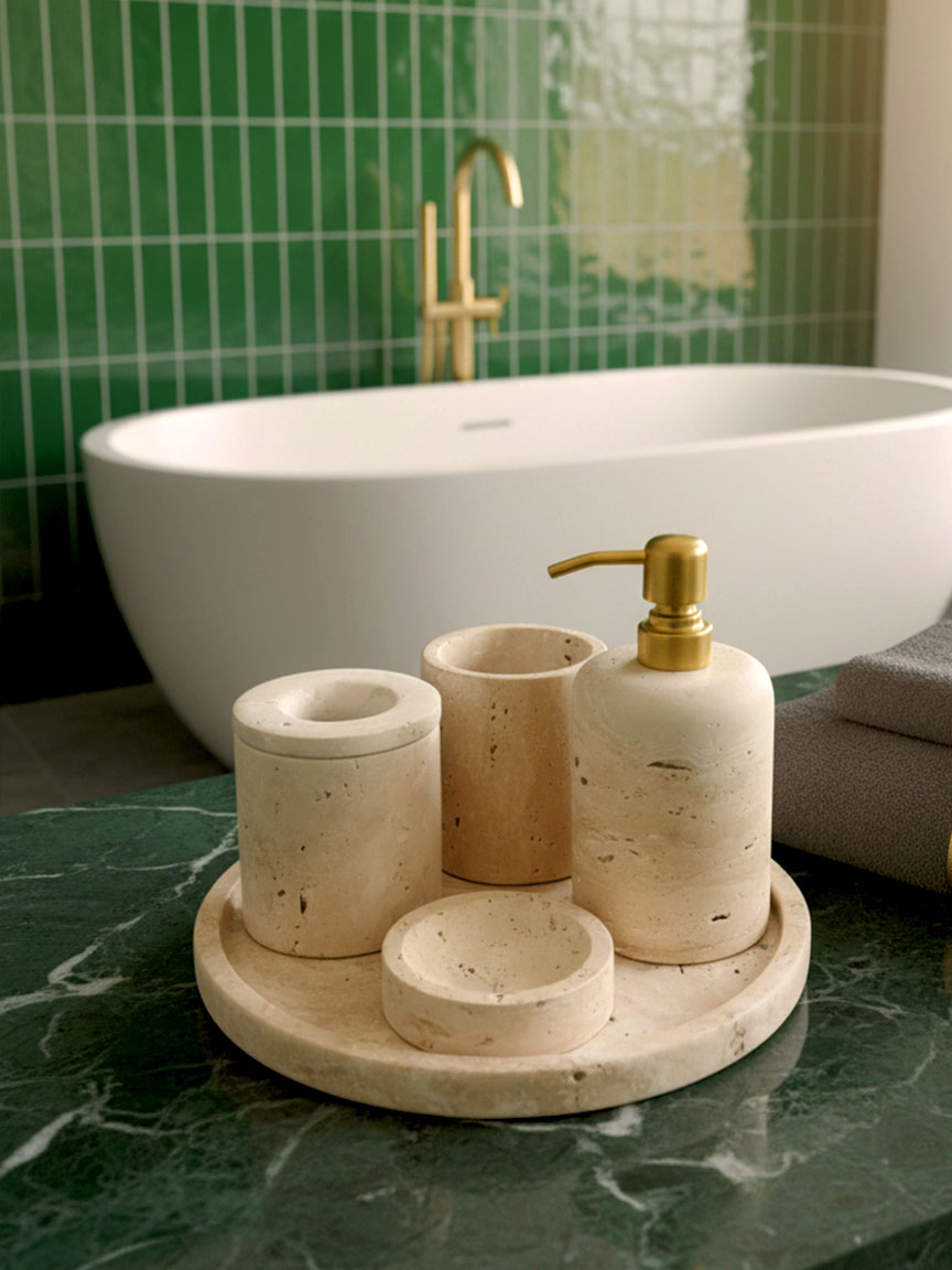 Natural Travertine Bathroom Set