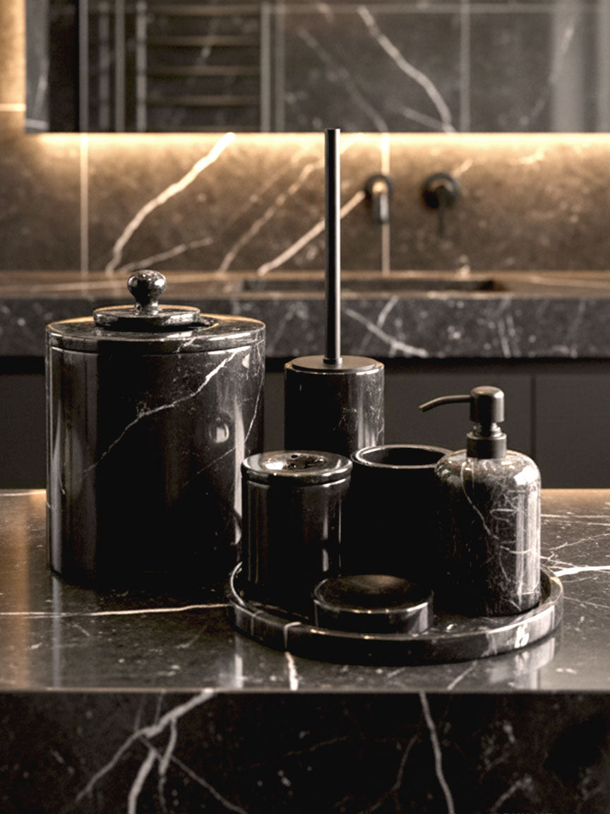 Toros Black Marble Bathroom Set