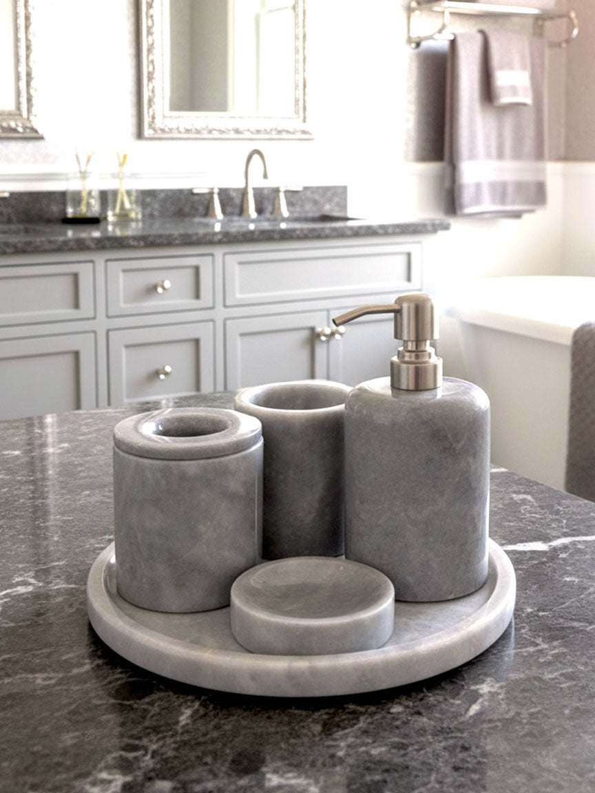 Afyon Grey Marble Bathroom Set