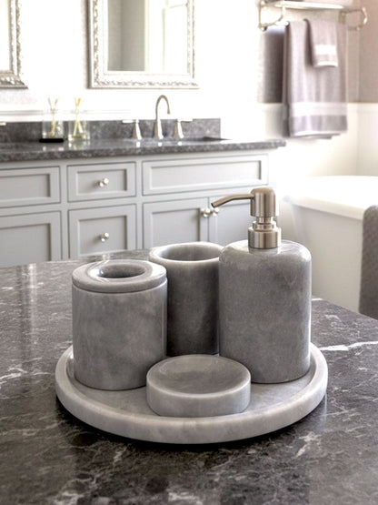 Afyon Grey Marble Bathroom Set