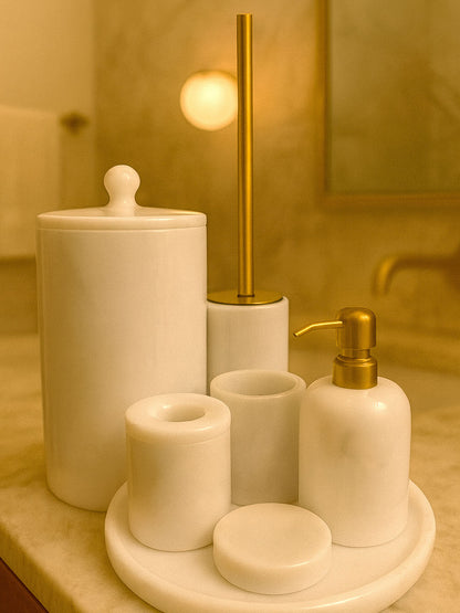 Afyon Pearl Marble Bathroom Set