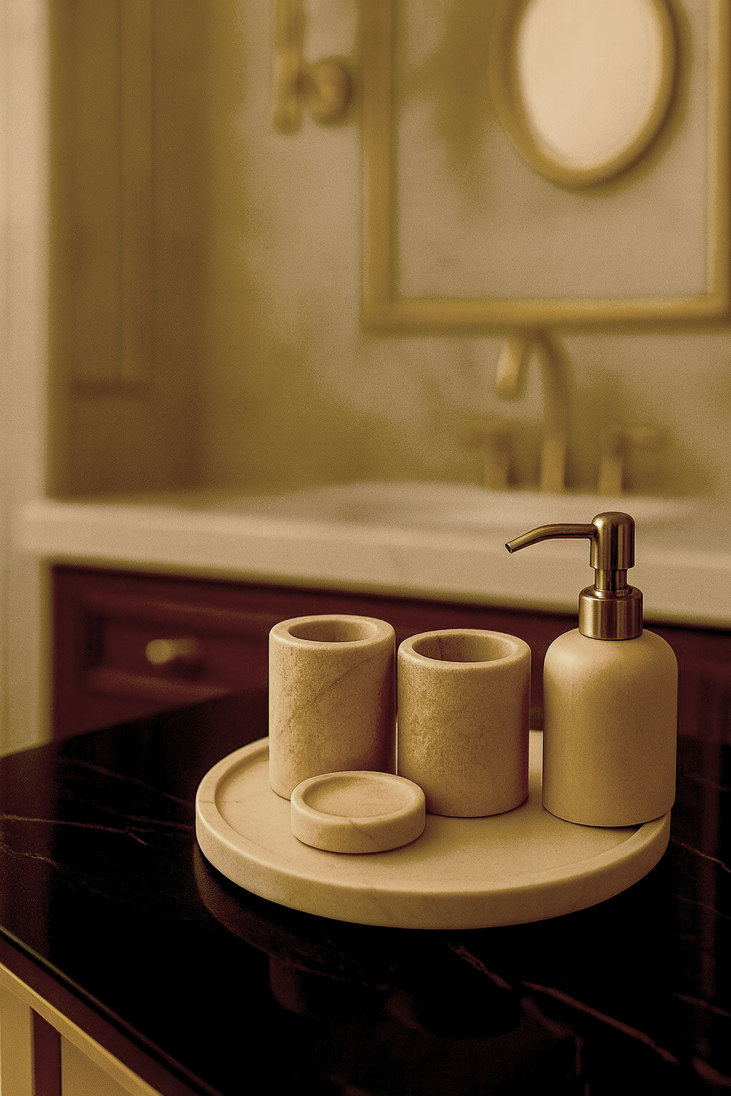 Toros Beige Marble Bathroom Set