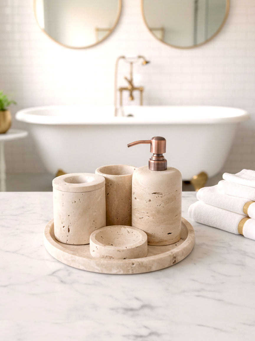 Natural Travertine Bathroom Set