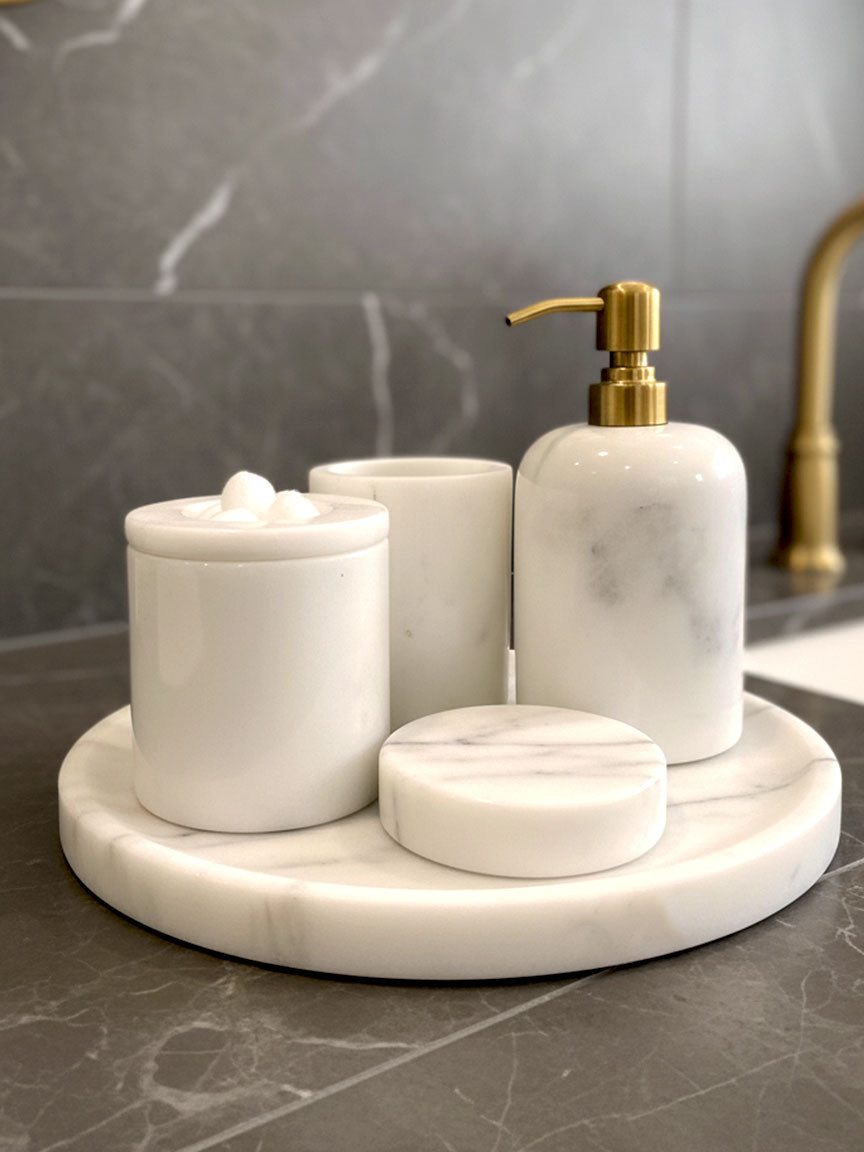 Afyon Pearl Marble Bathroom Set