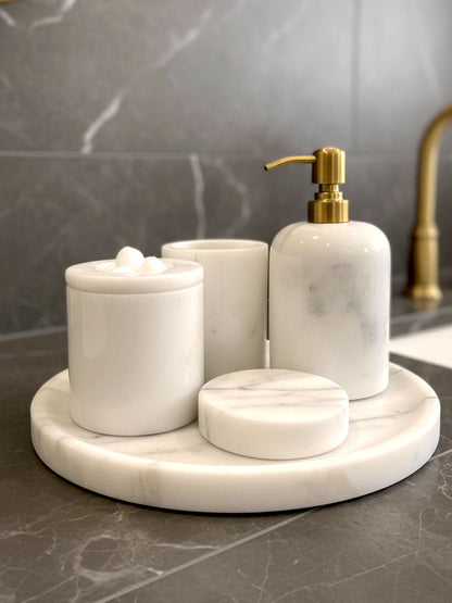 Afyon Pearl Marble Bathroom Set