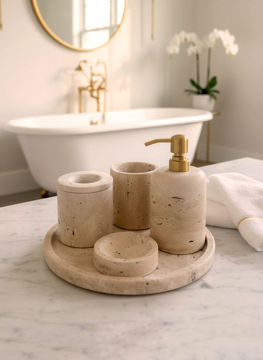 Natural Travertine Bathroom Set