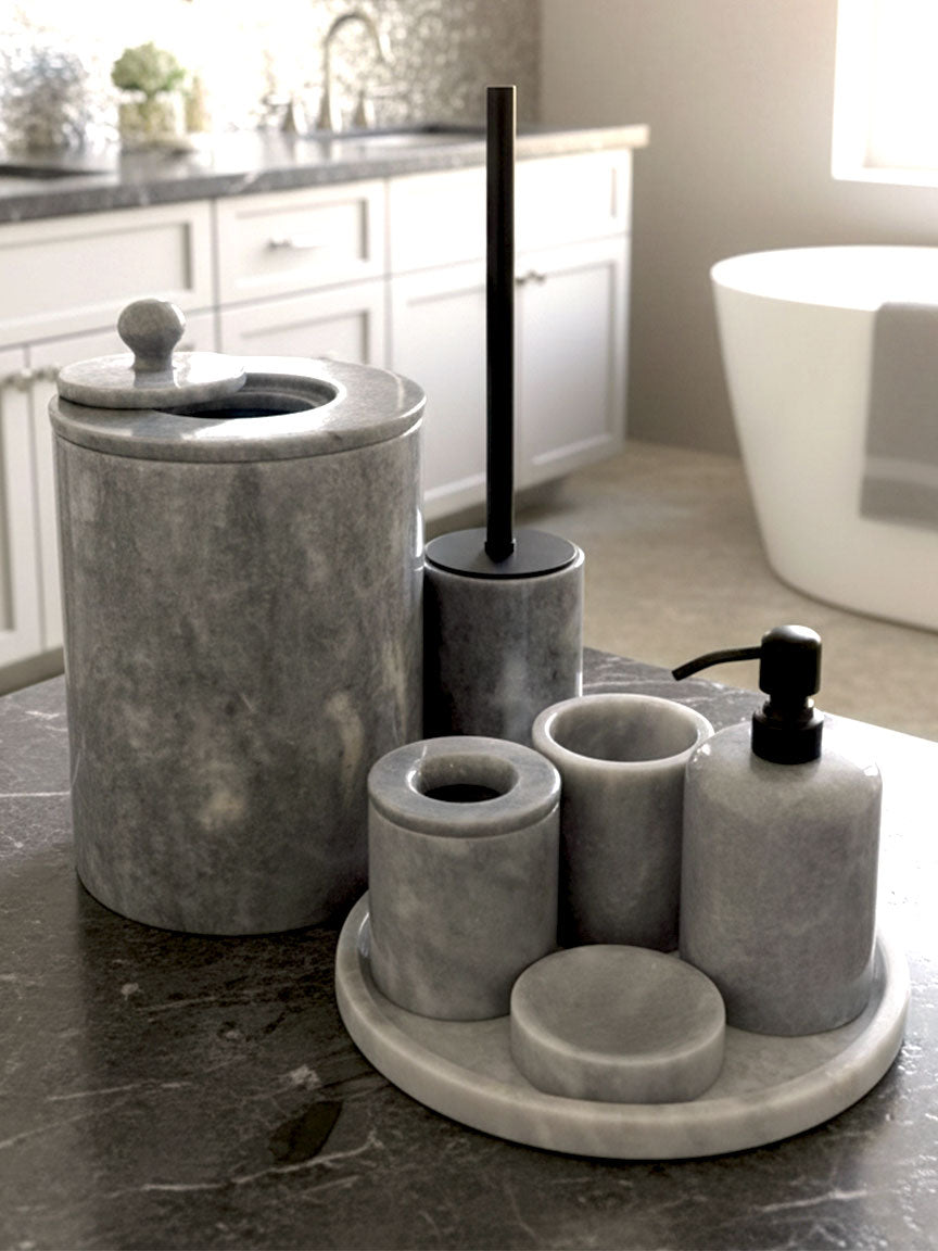 Afyon Grey Marble Bathroom Set