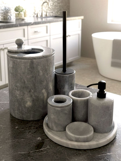 Afyon Grey Marble Bathroom Set
