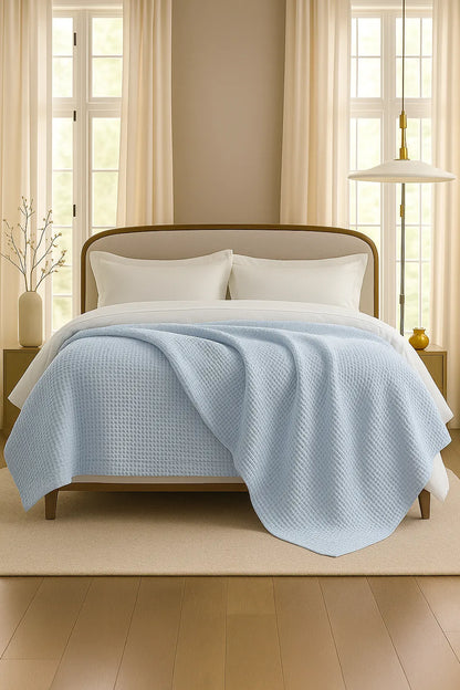 Royal Waffle Blanket – Sky Blue