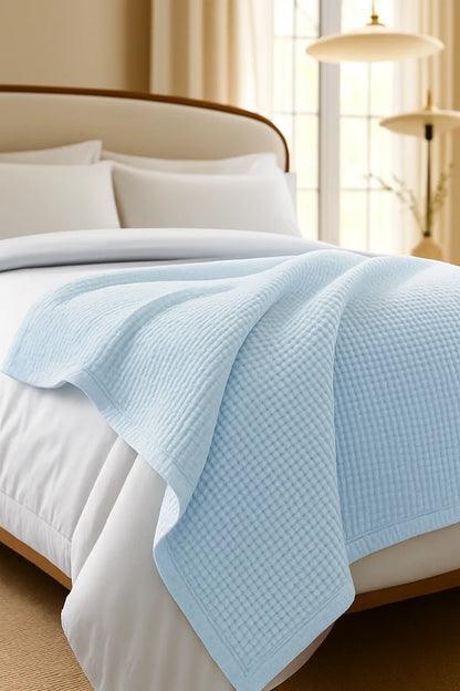 Royal Waffle Blanket – Sky Blue
