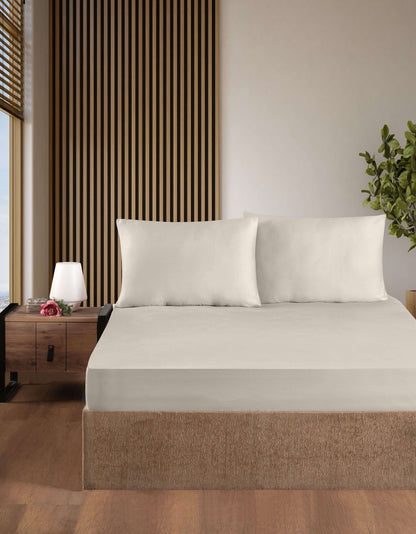 Beige Fitted Bed Sheet Set
