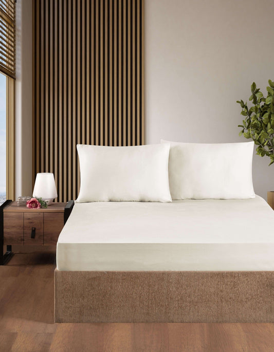 Cream Fitted Bed Sheet Set