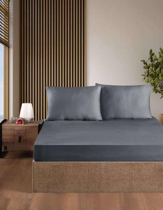 Dark Gray Fitted Bed Sheet Set