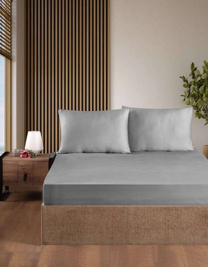 Gray Fitted Bed Sheet Set