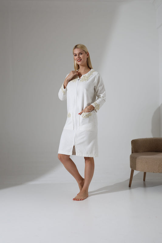 Nilay Ivory Zipper Towel Dress | Luxury Spa Wrap