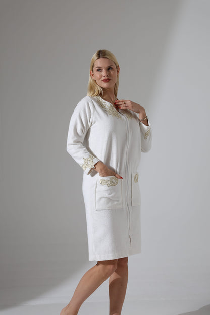 Nilay Ivory Zipper Towel Dress | Luxury Spa Wrap