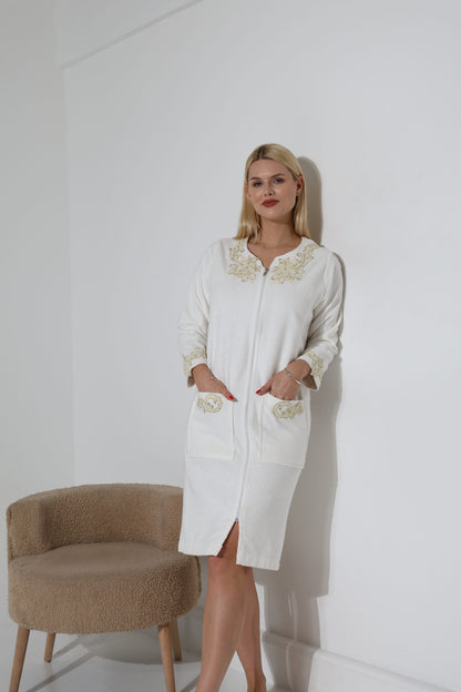 Nilay Ivory Zipper Towel Dress | Luxury Spa Wrap