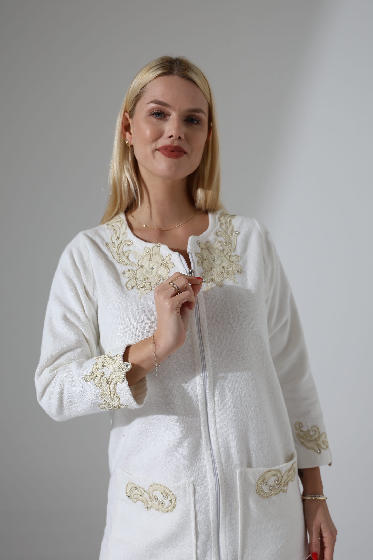 Nilay Ivory Zipper Towel Dress | Luxury Spa Wrap