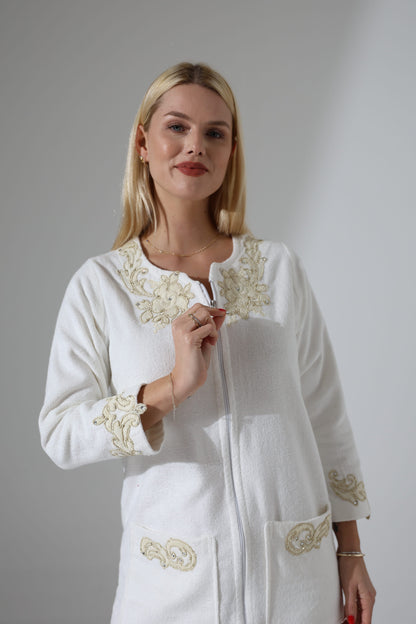 Nilay Ivory Zipper Towel Dress | Luxury Spa Wrap
