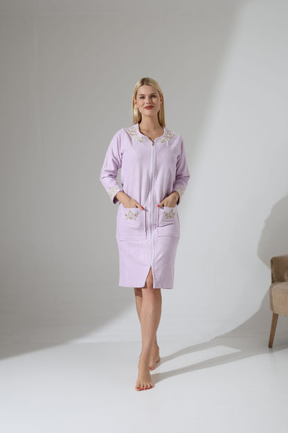 Gelin Lilac Zipper Towel Dress | Luxury Spa Wrap