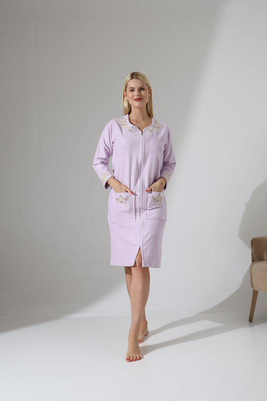 Gelin Lilac Zipper Towel Dress | Luxury Spa Wrap