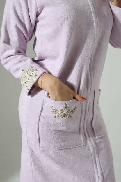 Gelin Lilac Zipper Towel Dress | Luxury Spa Wrap