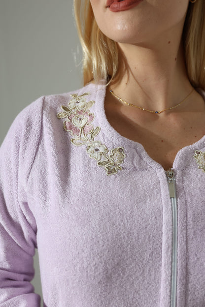 Gelin Lilac Zipper Towel Dress | Luxury Spa Wrap