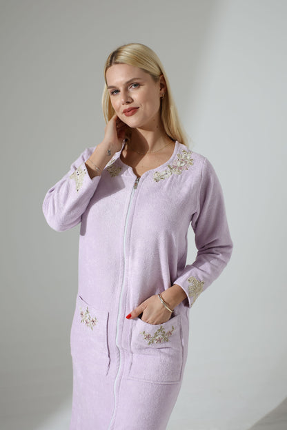 Gelin Lilac Zipper Towel Dress | Luxury Spa Wrap