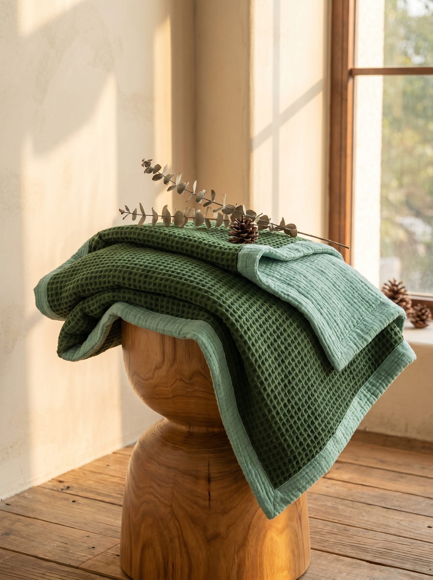 8-Layer Waffle & Muslin Blanket – Reversible Luxury Organic Cotton Bedspread & Throw
