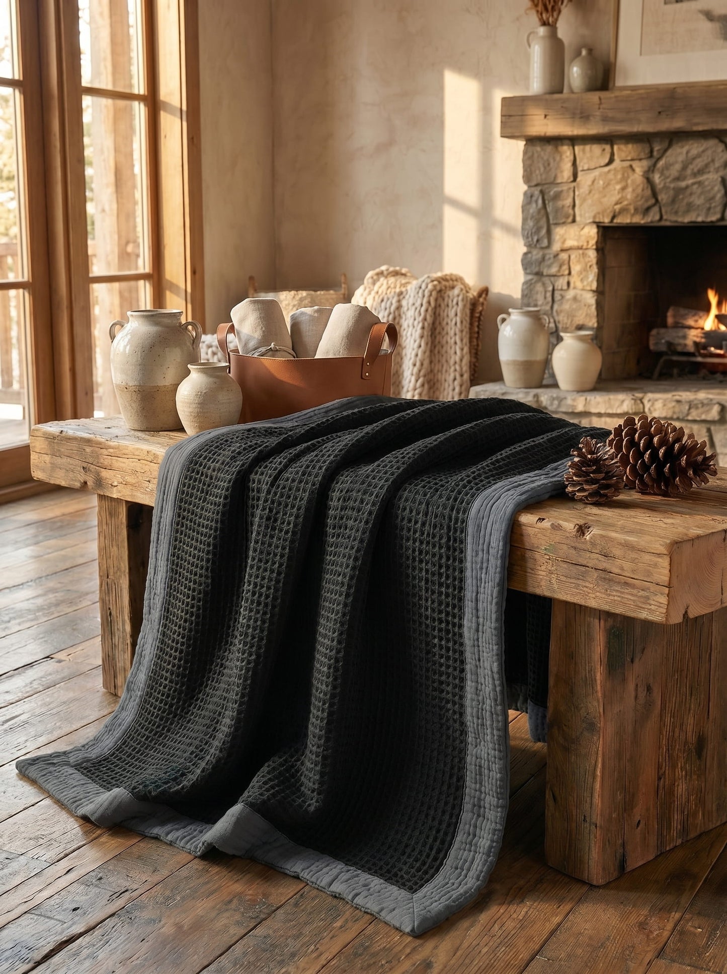 8-Layer Waffle & Muslin Blanket – Reversible Luxury Organic Cotton Bedspread & Throw