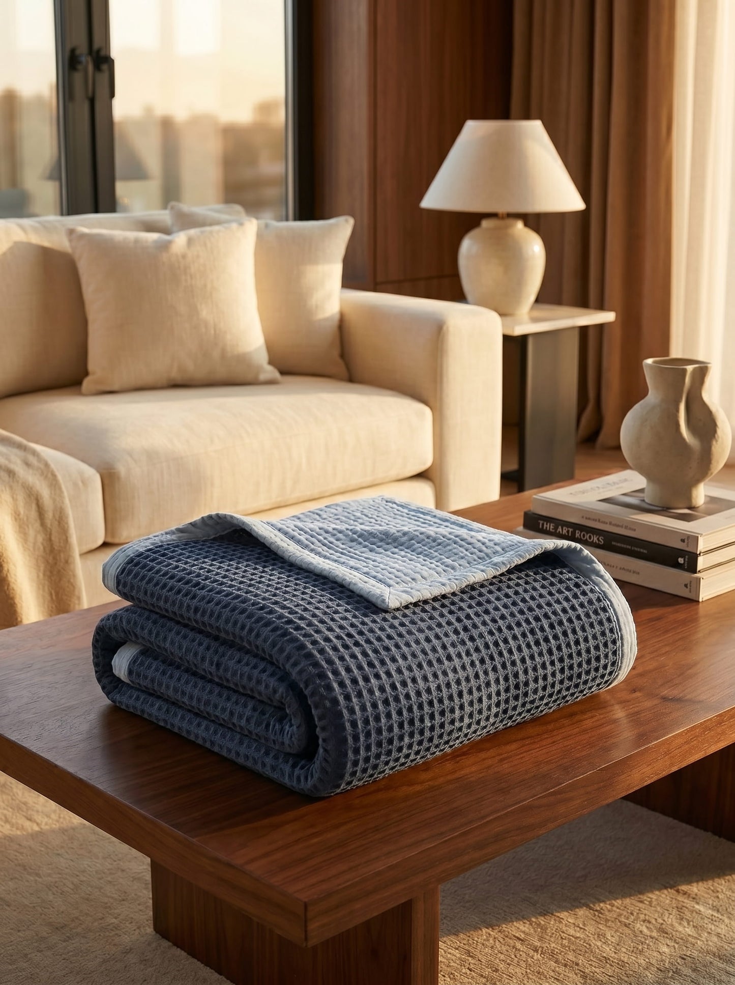 8-Layer Waffle & Muslin Blanket – Reversible Luxury Organic Cotton Bedspread & Throw