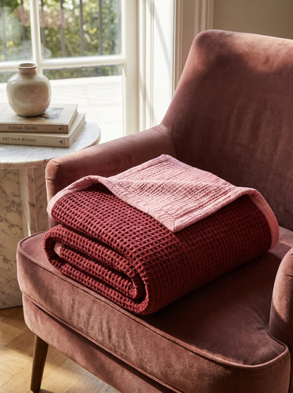 8-Layer Waffle & Muslin Blanket – Reversible Luxury Organic Cotton Bedspread & Throw