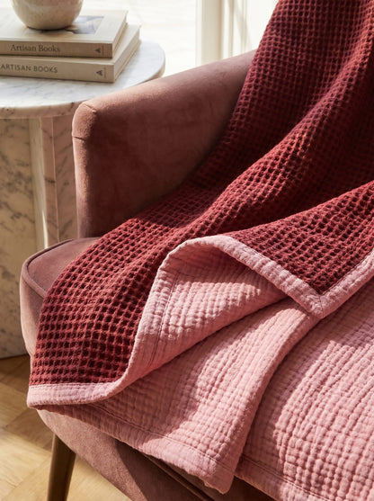 8-Layer Waffle & Muslin Blanket – Reversible Luxury Organic Cotton Bedspread & Throw