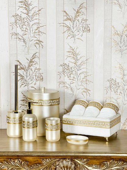 Anka Cream & Gold Bathroom Set