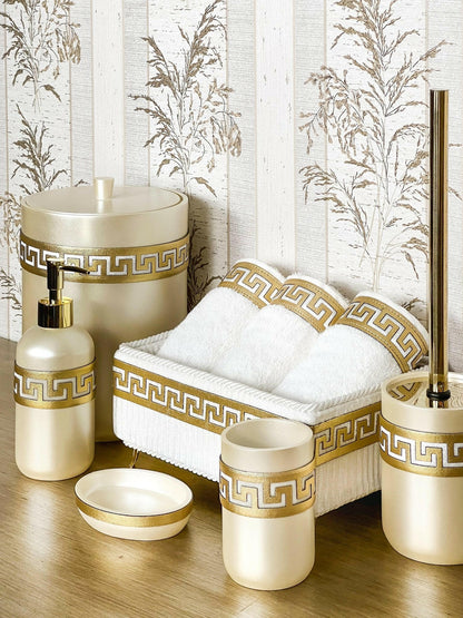 Anka Cream & Gold Bathroom Set