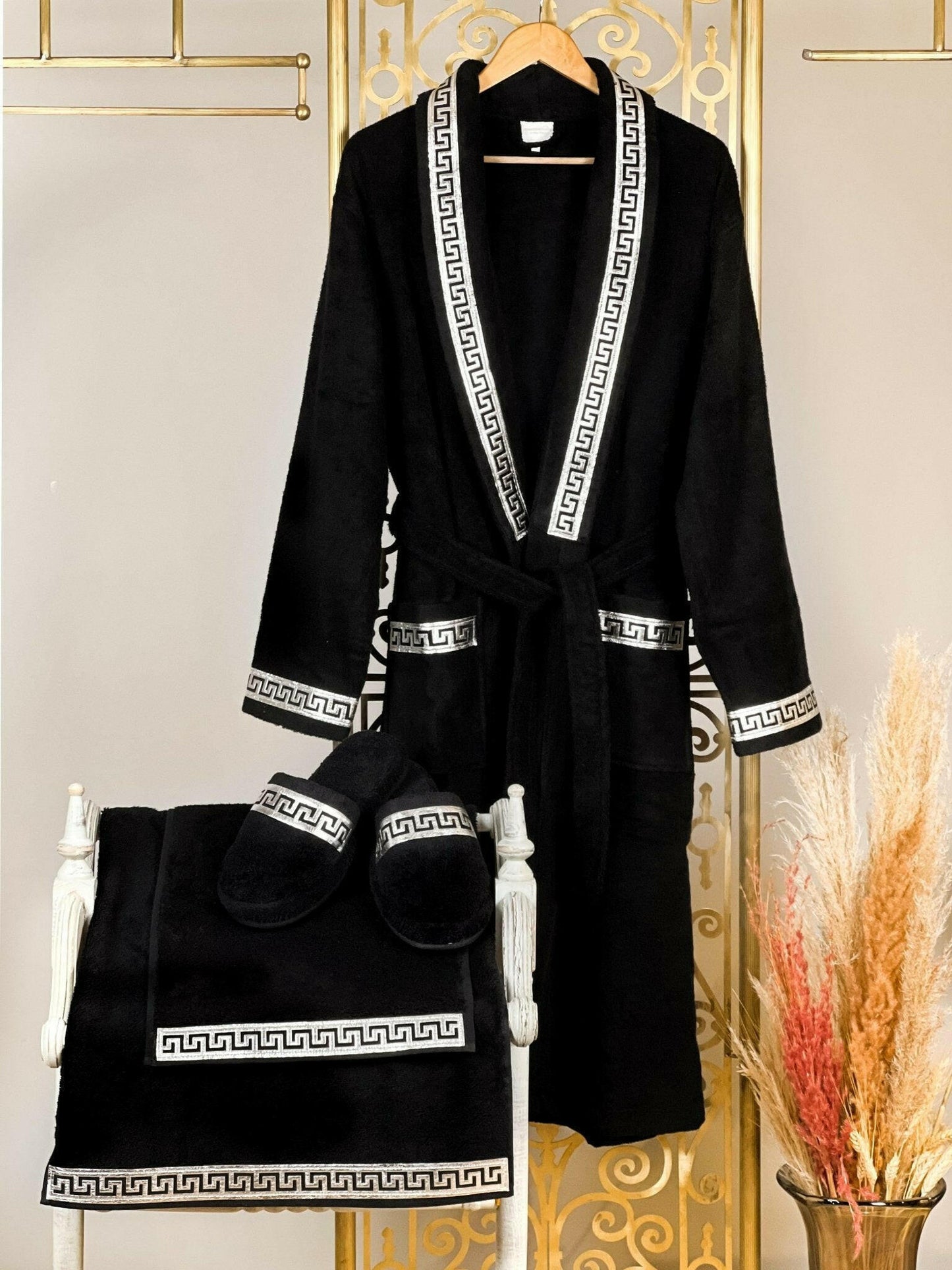 Anka Black & Silver Bathrobe (His)