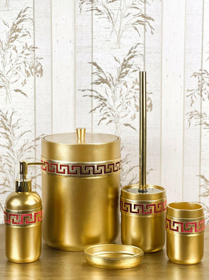 Anka Burgundy Red & Gold Bathroom Set