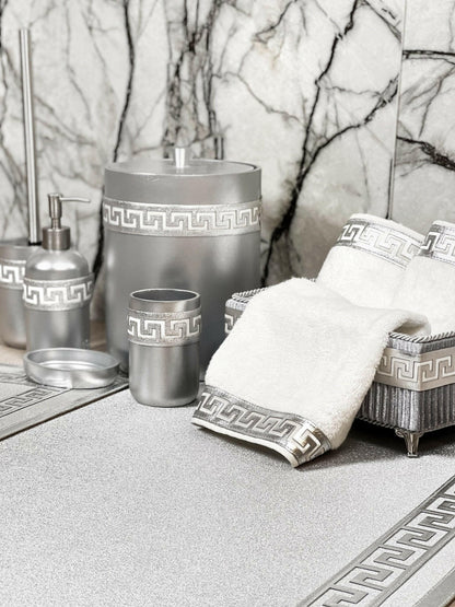 Anka Grey & Silver Bathroom Set