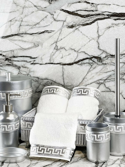 Anka Grey & Silver Bathroom Set