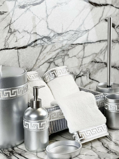 Anka Grey & Silver Bathroom Set