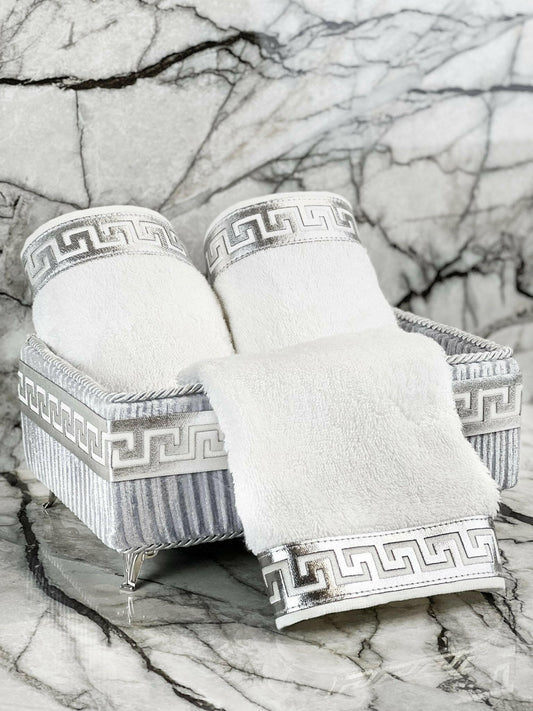 Anka Grey & Silver Towel Box Set